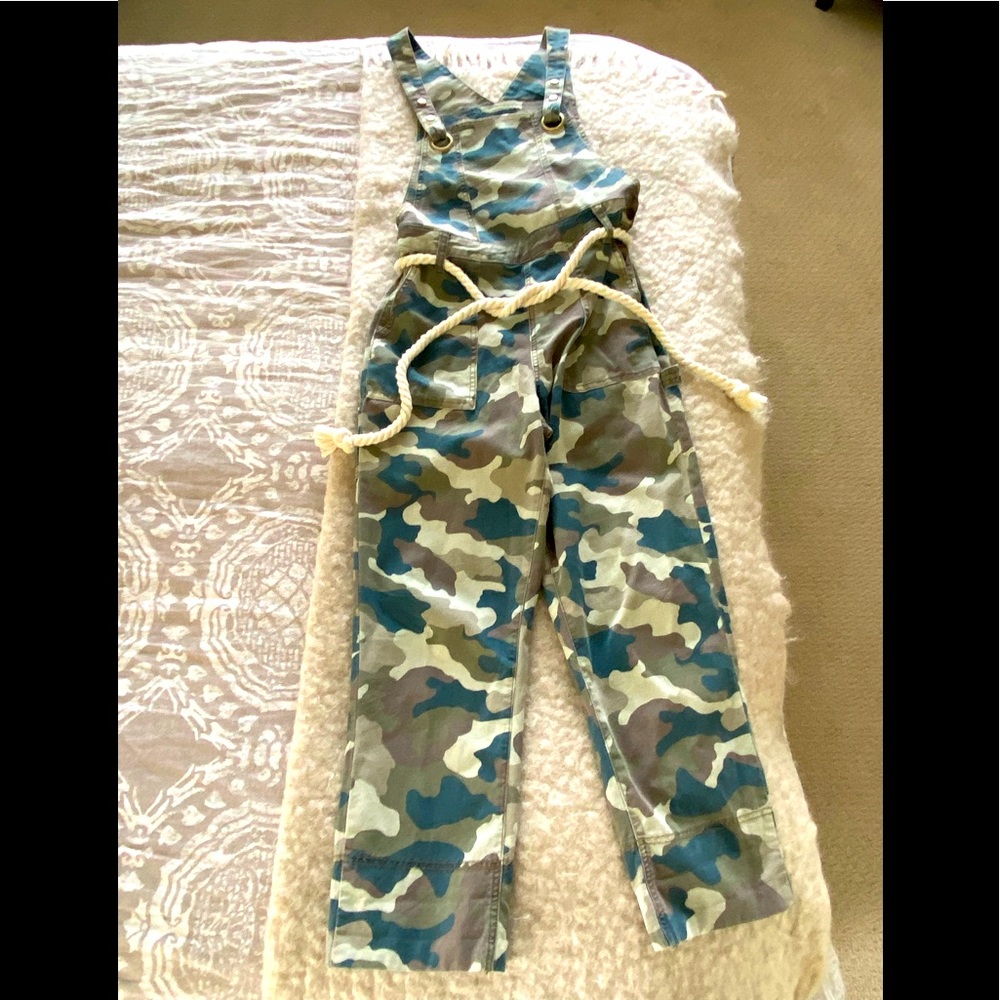 Super cute Anthropologie Camo Overalls.